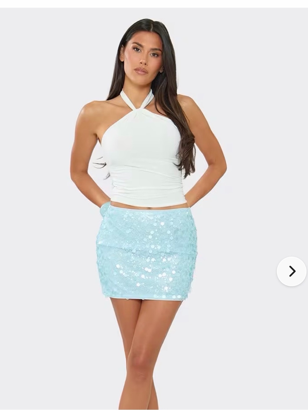 EGO Light Blue Sequin Mini Skirt